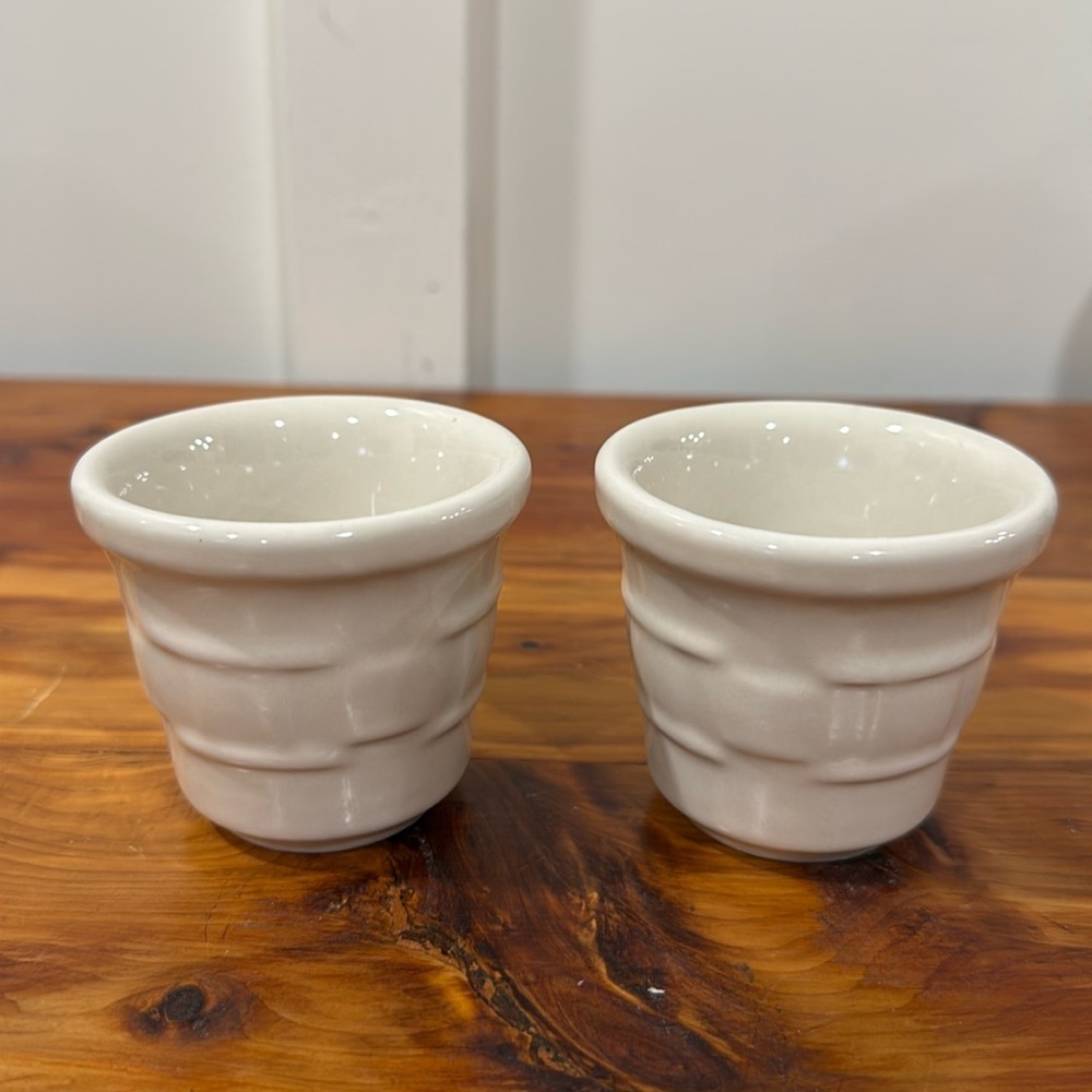 Longaberger Pottery Woven Traditions Ivory Votive Holder Pair
